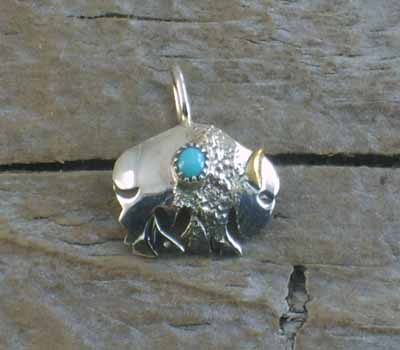 Native American Turquoise Buffalo Pendant